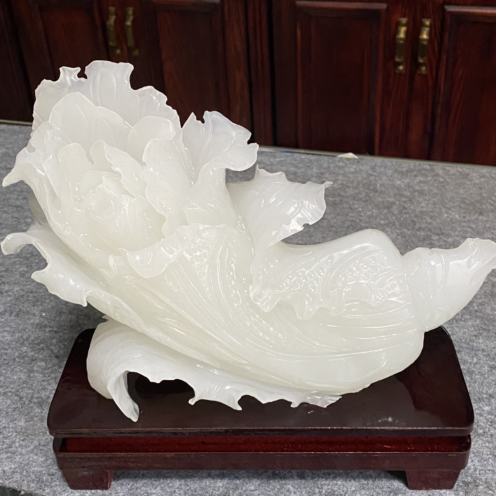 玉白菜摆件 阿富汗白玉羊脂玉白菜植物花卉家居开业客厅商务礼品