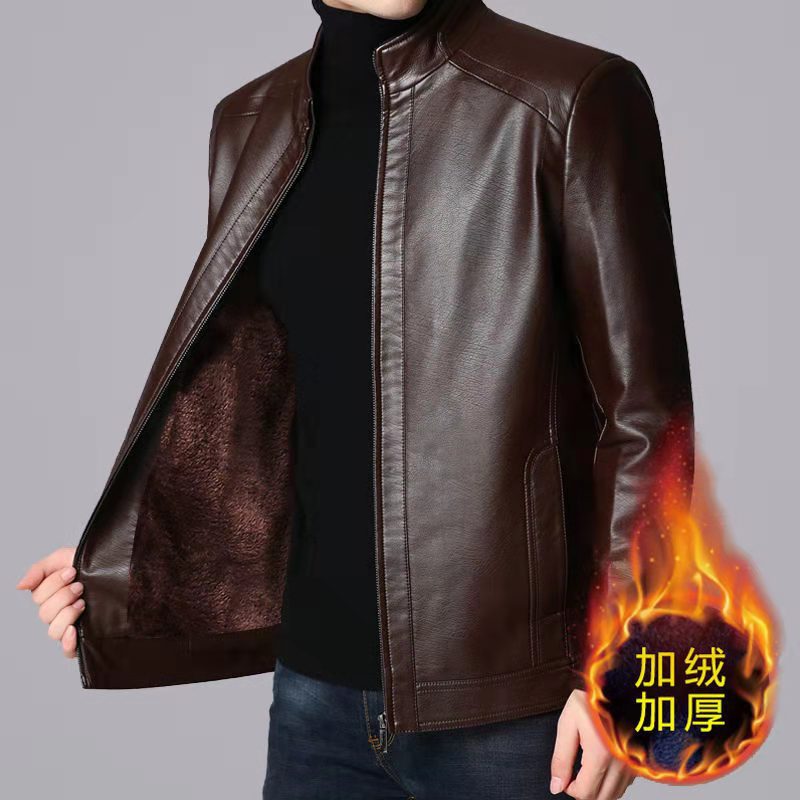 Haining Genuine Leather Clothes Men's Sheepskin Winter Fur Coat Middle-Aged Leather Jacket Dad Wear Leak-Picking Clearance