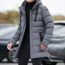 2021冬季男装棉衣休闲加厚中长版韩版时尚商务修身休闲简约棉服