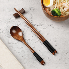Z30K 筷子勺子套装木质一人用便携式餐具三件套儿童学生外带