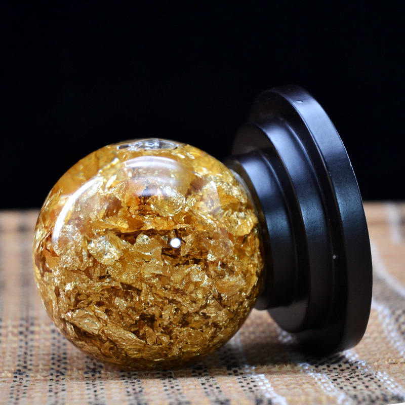 水晶金箔风水转运球摆件风生水起家居玄关办公招财工艺品商务礼品