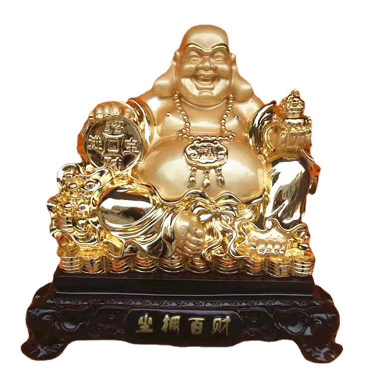 坐拥百财新款 招财进宝弥勒佛 树脂工艺品摆件 开业家居装饰礼品