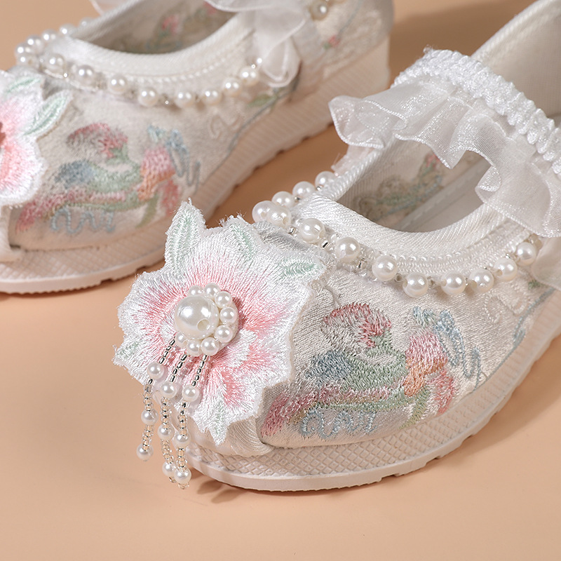 儿童洛溪 中国风夏季儿童绣花鞋宝宝鞋民族风老北京汉服布鞋女童