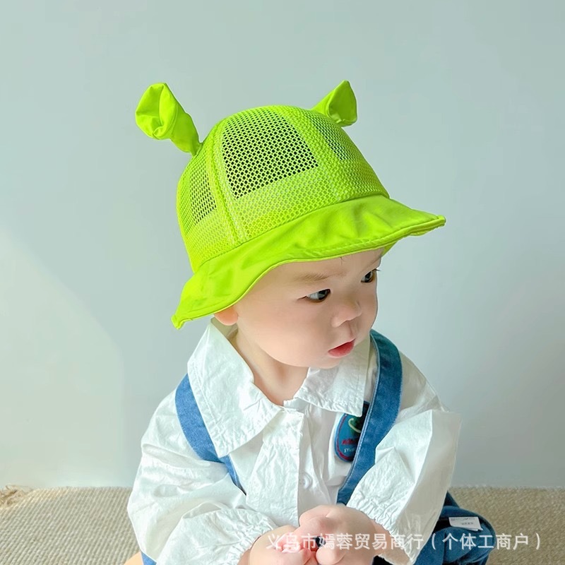 夏季男宝宝帽子婴幼儿童渔夫帽卡通鸭舌凉帽个性遮阳太阳网帽透气