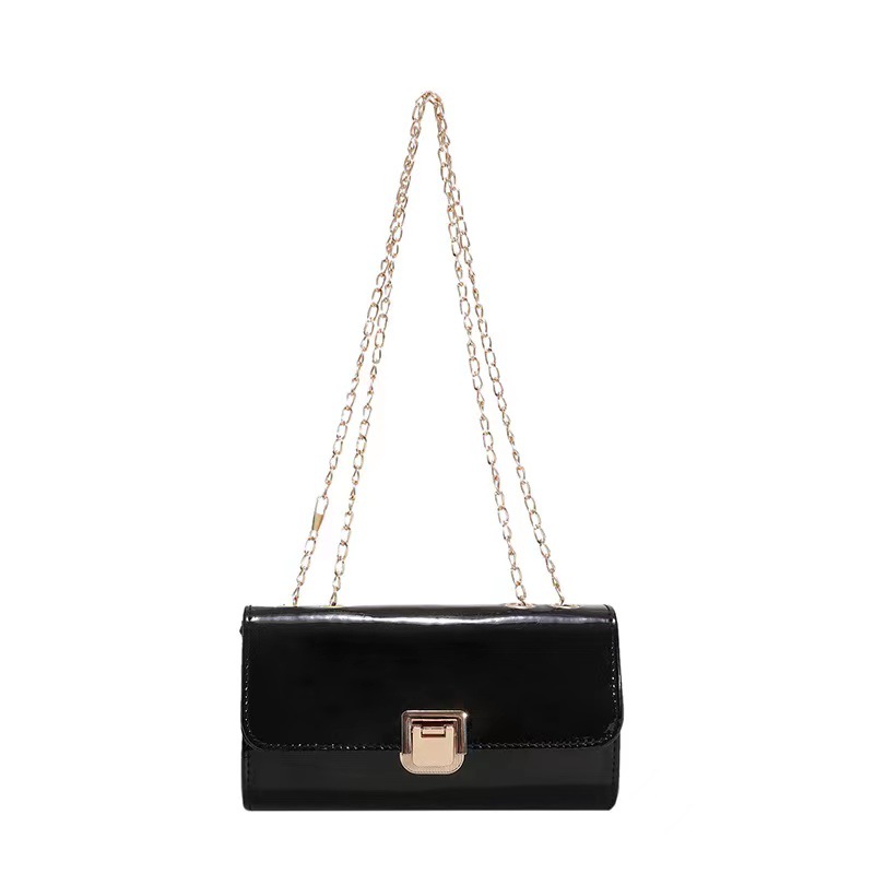 Women's Bag New Fashion Vintage Patent Leather Glossy Chain Bag Women's Shoulder Crossbody Bag Flap BAG