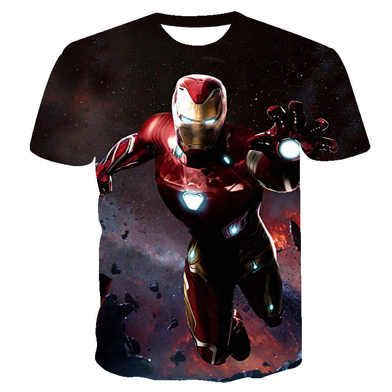 欧美爆款钢铁侠印花3dt恤 欧美复联3d数码打印 修身速干短袖上衣