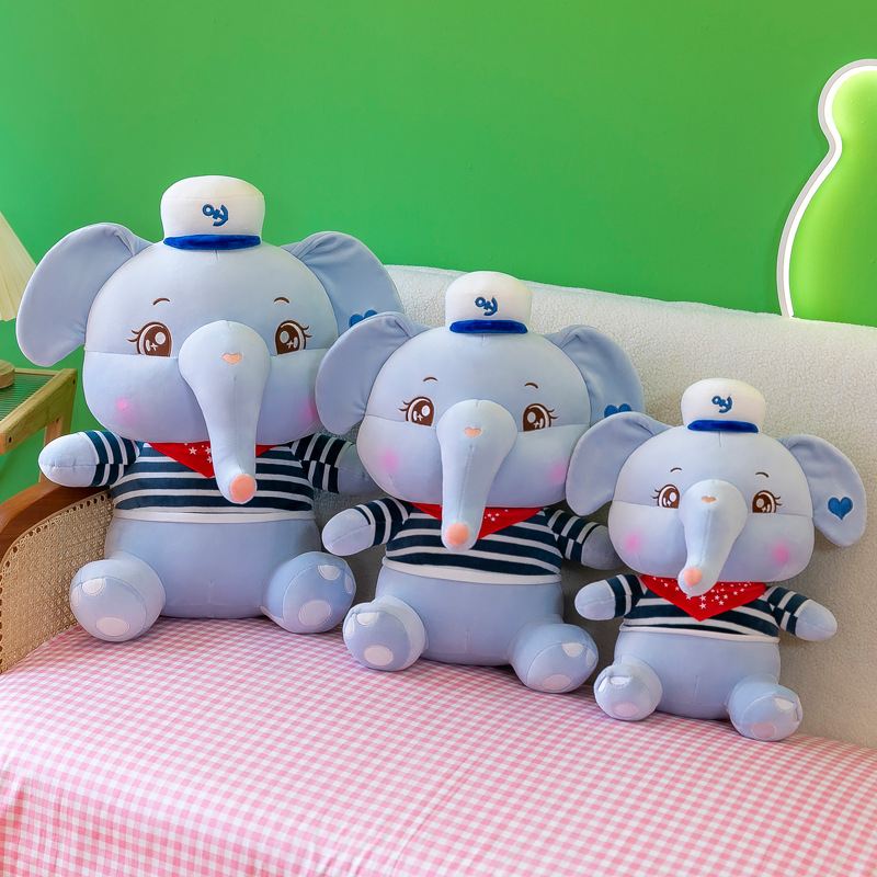 New Navy Elephant Plush Toy Bed to Sleep with Elephant Doll Ragdoll Doll Pillow Girls Birthday Gifts