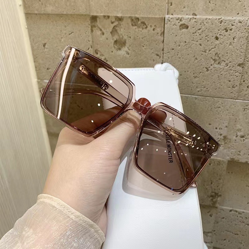 Korean Style High-Grade Ins One-Piece Sunglasses Women's Square Face-Looking Small Driver Driving Uv-Proof Sunglasses Men's Fashion