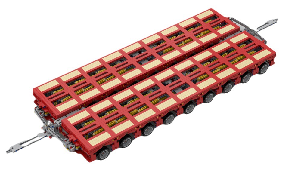 国产积木兼容乐高 卡车运输平台拖板车拼插组装颗粒模型moc-57462