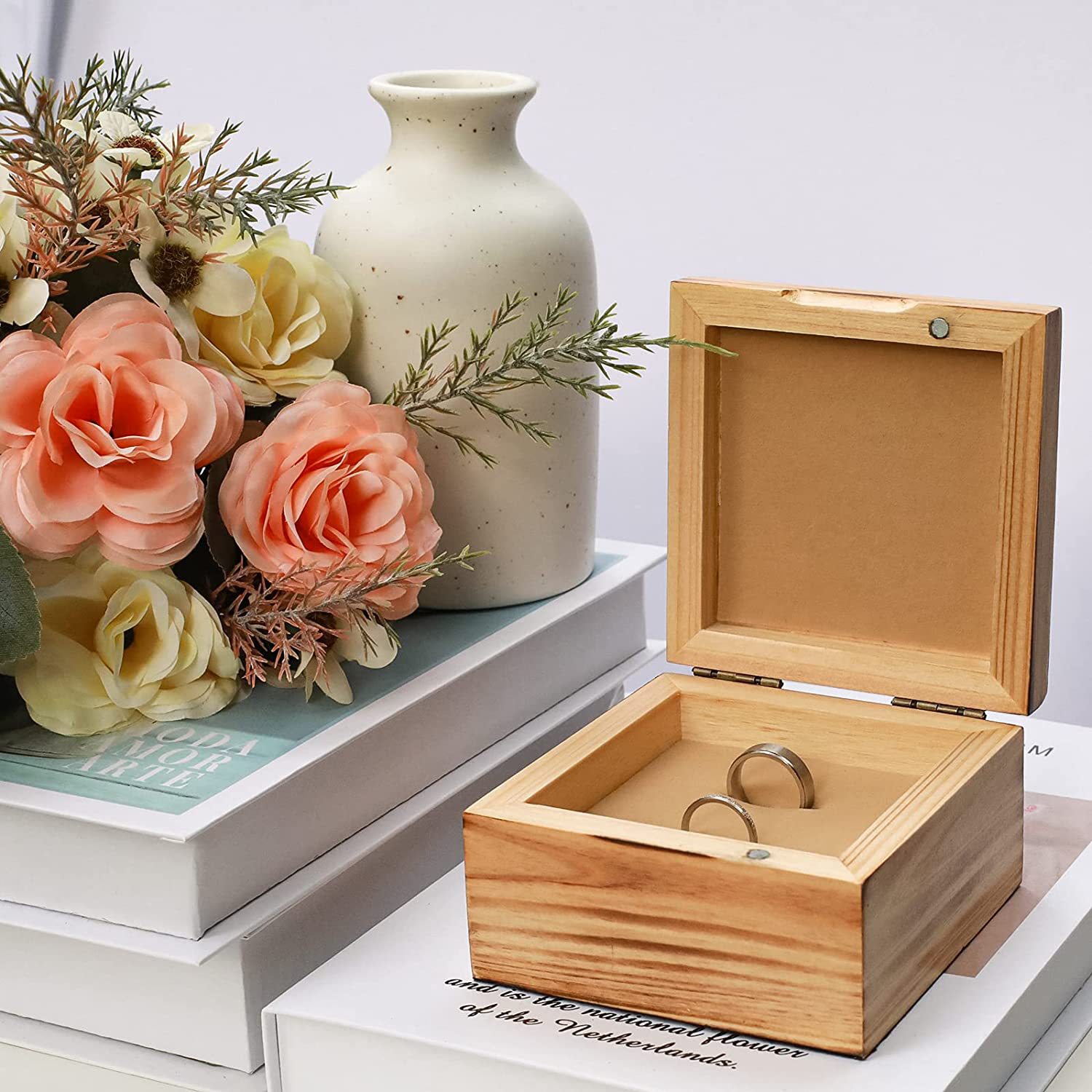 Wooden Ring Storage Box Wedding Ring Decorative Box Wooden Proposal Ring Decorative Box Ring Wooden Box Jewelry Box