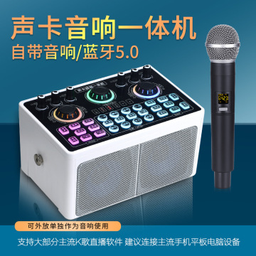 抖音网红直播声卡音响一体机hc29家庭ktv直播设备k歌蓝牙声卡音箱