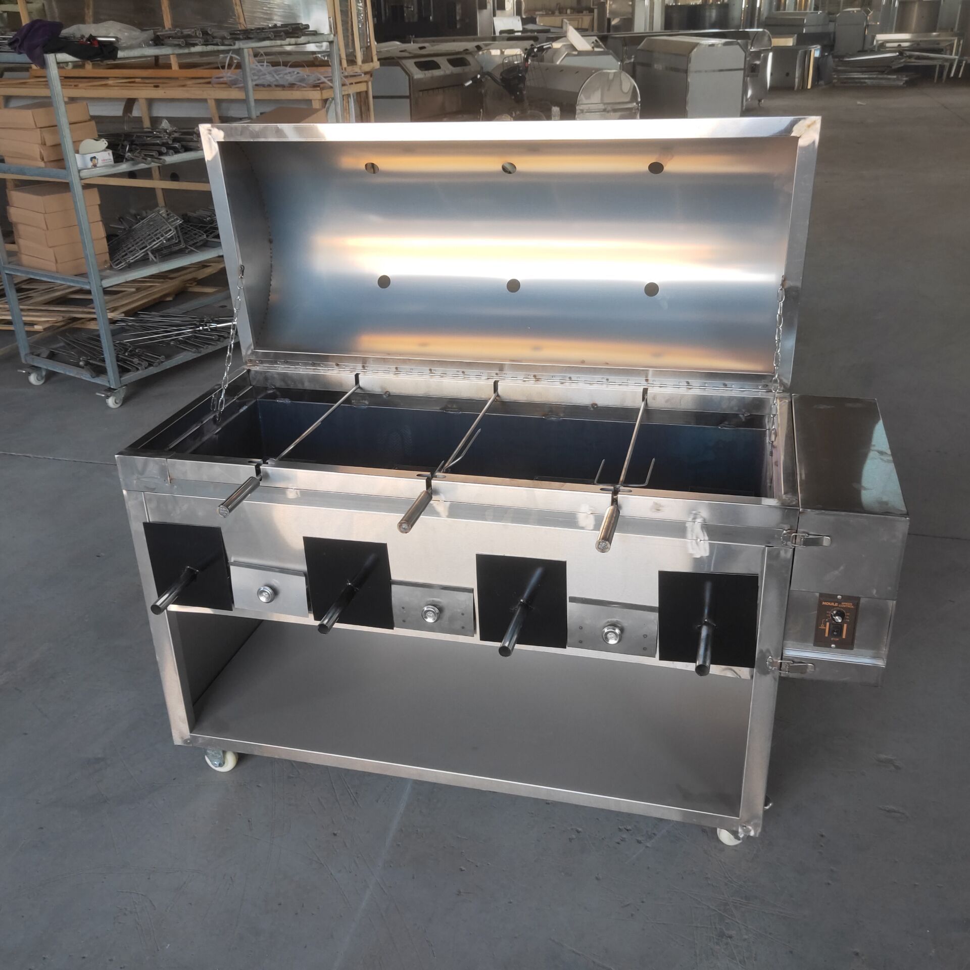 烤全羊子全自动商用无烟烤羊腿木炭燃气羊排鱼鸡旋转专用烧烤炉日