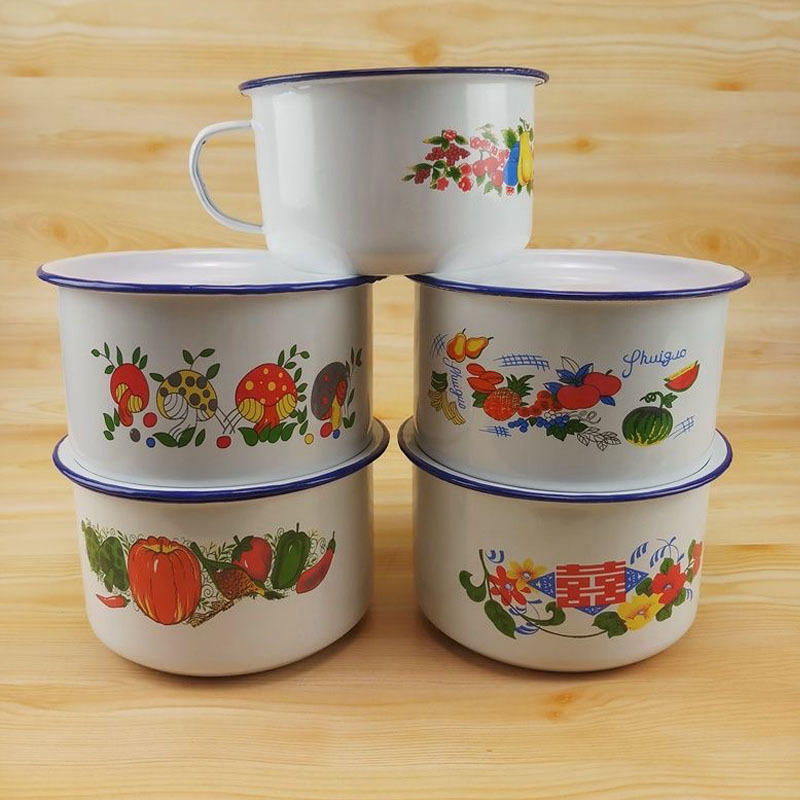 怀旧搪瓷饭缸加厚带盖学生大号泡面碗饭盒便当盒老式快餐杯保鲜盒