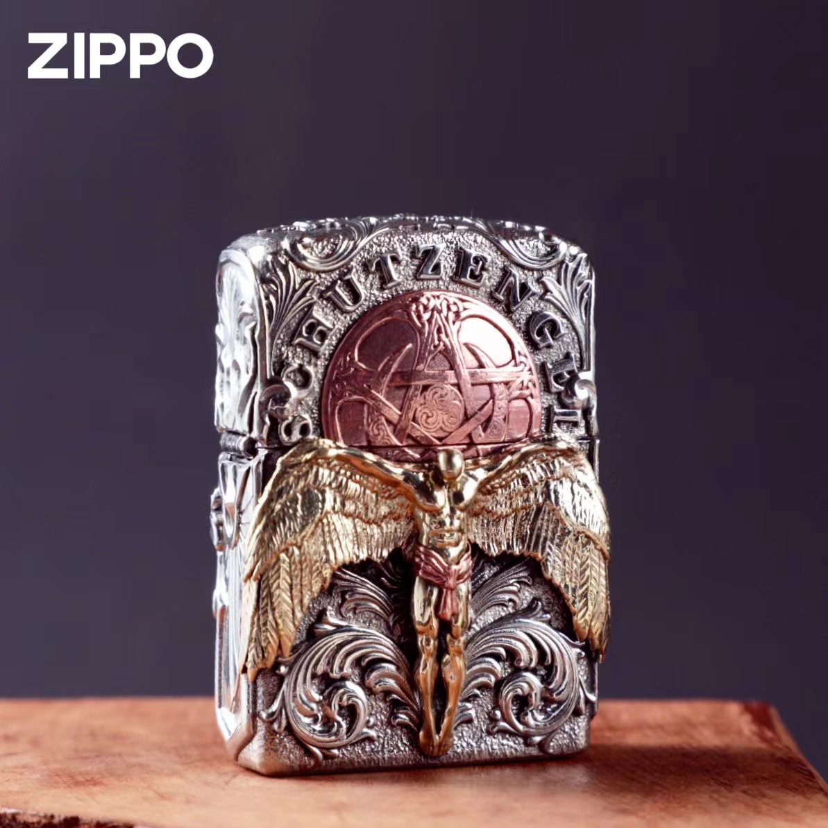 zippo芝宝打火机守护天使重甲贴章收藏正品防风煤油机