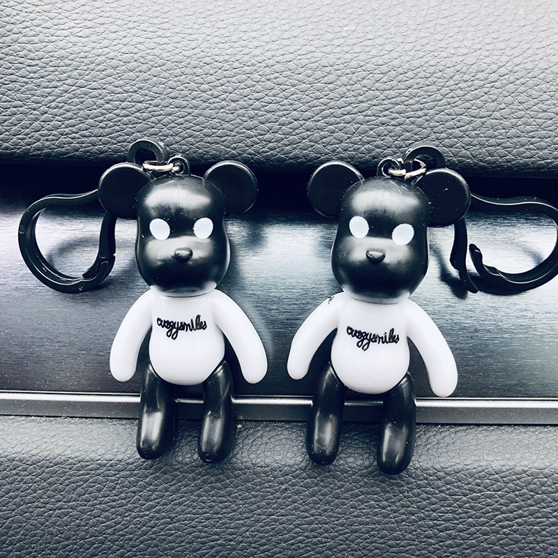 黑白暴力熊挂件卡通可爱小熊公仔挂饰包包汽车钥匙扣配件创意礼品