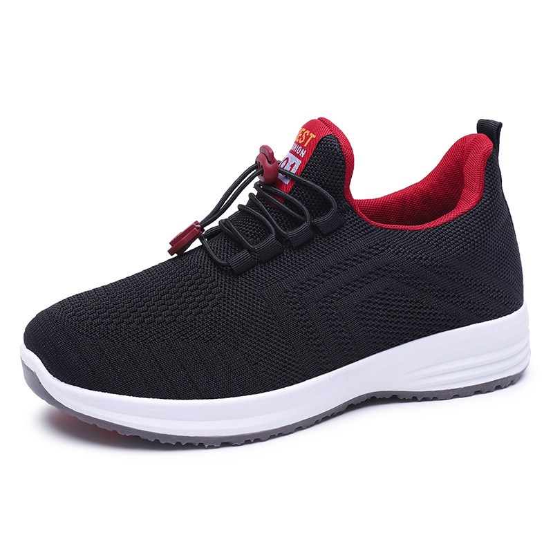 Walking Shoes Flying Woven Shoes One Pedal Shoes New Cloth Shoes Lightweight Breathable Spring and Autumn Leisure for Middle-Aged People Soft Bottom Shoes