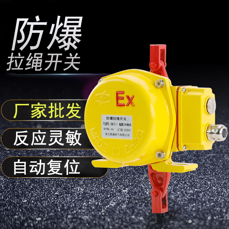 防爆双向拉绳开关exklt2-ii带防水盒 输送带急停防爆拉绳开关