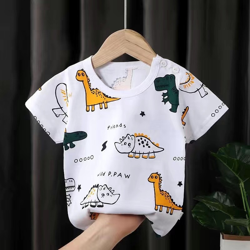 Children's Short-Sleeved T-shirt Cotton Girls' Summer Clothes Baby Baby Children's Summer Clothing 2022 Boys' Tops One Piece Dropshipping