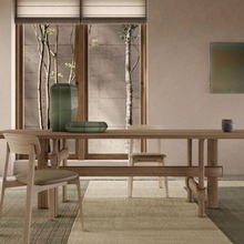 法式复古长方形实木餐桌白橡木侘寂风办公桌简约现代洽谈桌会议桌