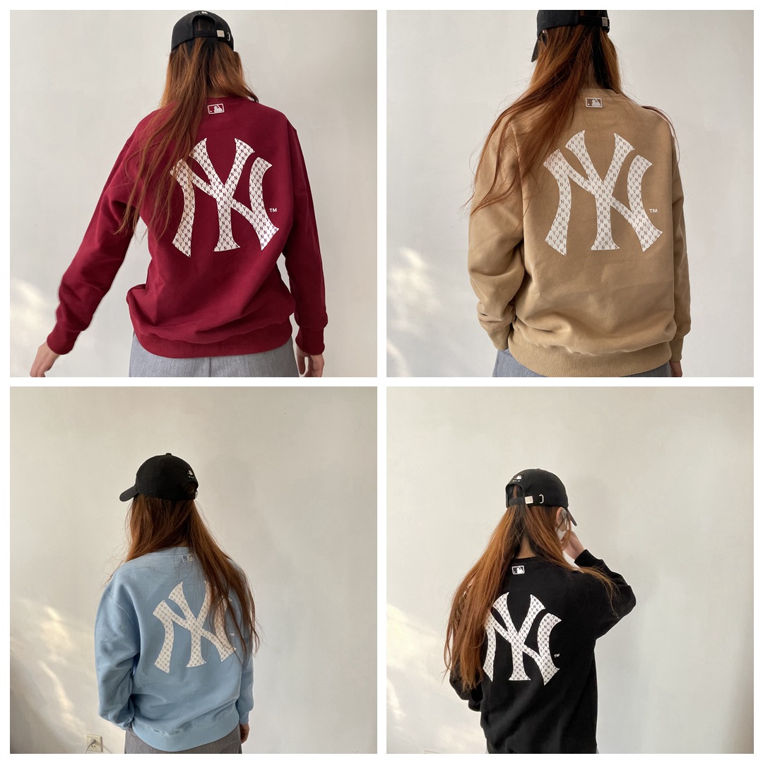 mlb经典款毛圈后背老花卫衣ny洋基队情侣款男女后背大标上衣
