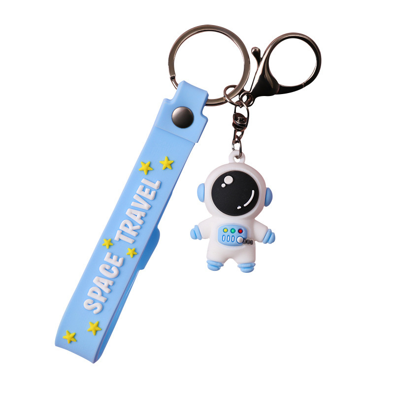 Cartoon Spaceman Astronaut Flashing Light Epoxy Keychain Wholesale Bag Pedants Hangings Car Key Ring