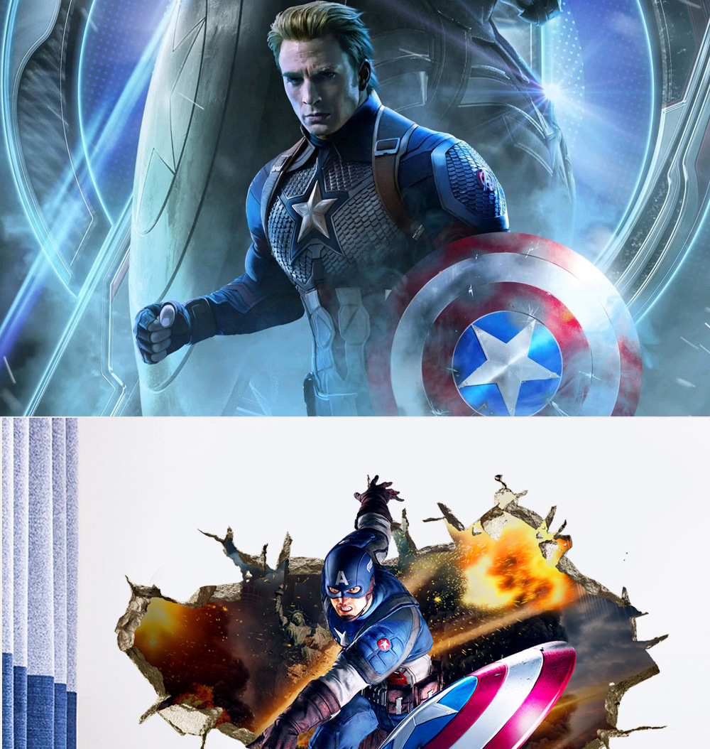 漫威海报十周年美国队长墙贴超级英雄电影复仇者联盟4自粘墙贴纸