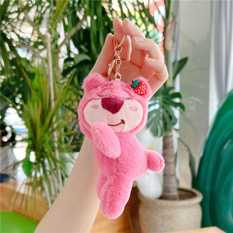 Online Influencer Cute Little Bear Doll Hanging Ornament Lying Bear Small Pendant Plush Toy Key Chain Bag Hanging Ornament Wholesale