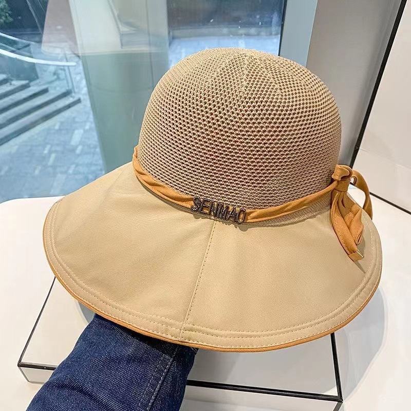 Japanese Style Hollow out Stitching Bucket Hat Summer Thin Ventilation Cap Women's Foldable Sun Hat Face-Looking Small Sun Hat