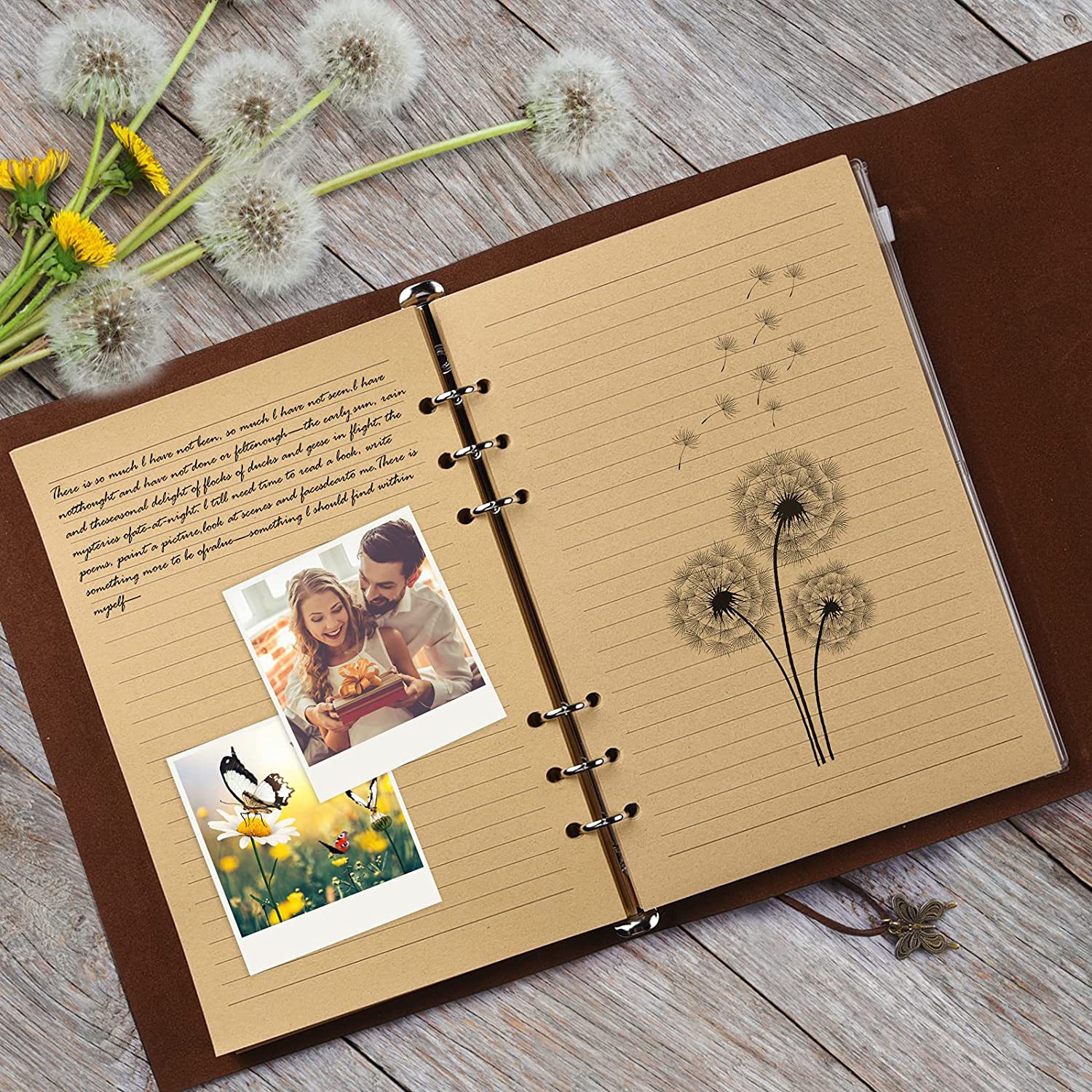 a6树叶旅行手账本a5复古皮面手帐记事本a7活页牛皮纸绑带笔记本