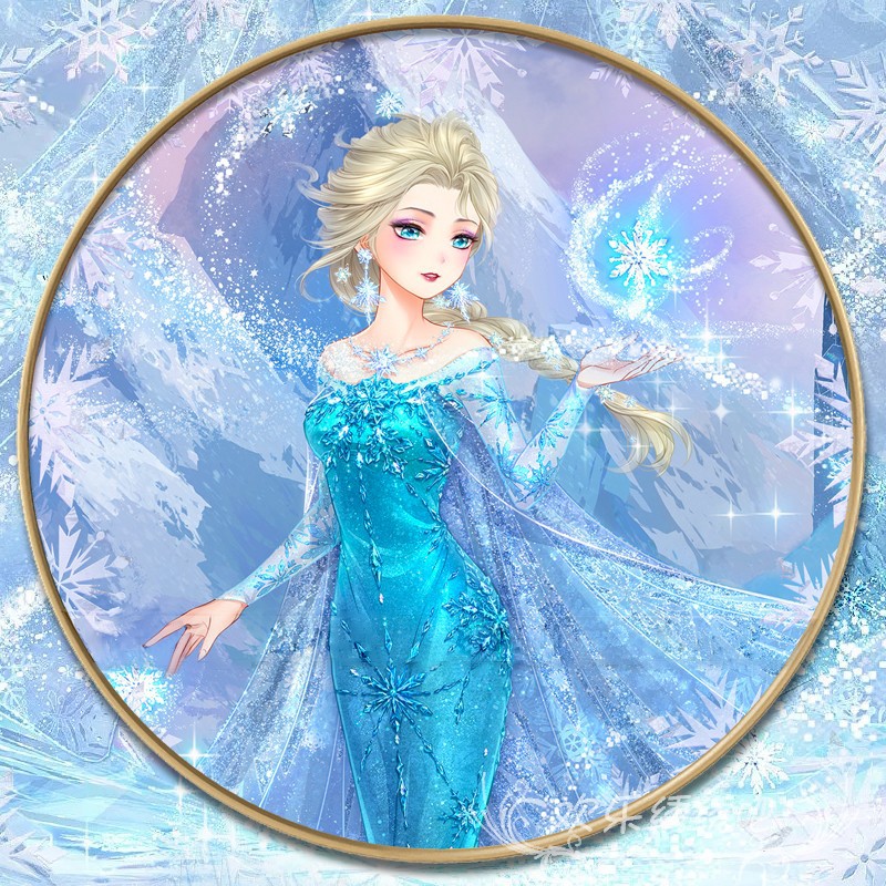 艾莎十字绣2021新款可爱女孩钻石画儿童卡通公主小幅卧室5d钻石绣
