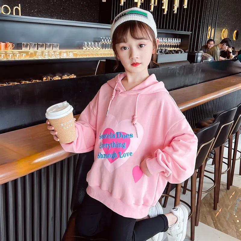 女童卫衣春秋装洋气2022新款韩版薄款网红儿童秋季宽松连帽上衣潮