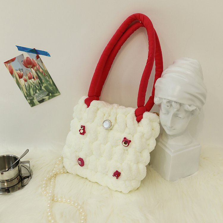 Strawberry Bear Cloud Bag DIY Hand-Woven Bag Bear Material Bag Cinnamoroll Babycinnamoroll Homemade Gift for Girlfriend