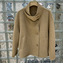 秋冬韩国东大门双面羊绒大衣女短款立领小个子设计感羊毛呢子外套