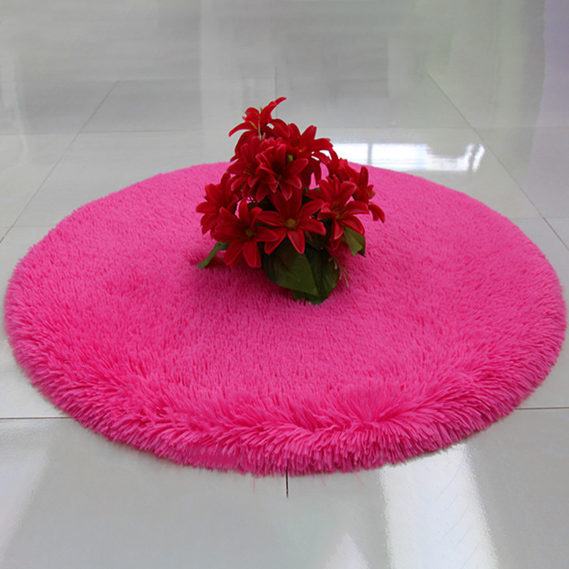 Thickened Solid Color round Carpet Living Room Coffee Table Bedroom Bedside Factory Wholesale Long Wool Household Hanging Basket Computer Chair Cushion