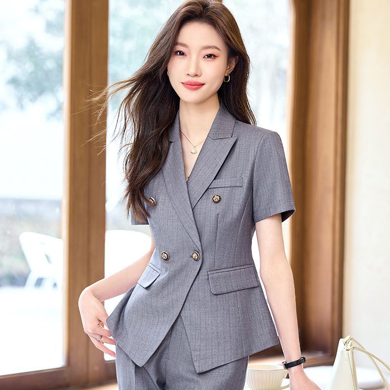 高级感西装套装女夏季薄款ol职业正装气质通勤工装短袖西服工作服