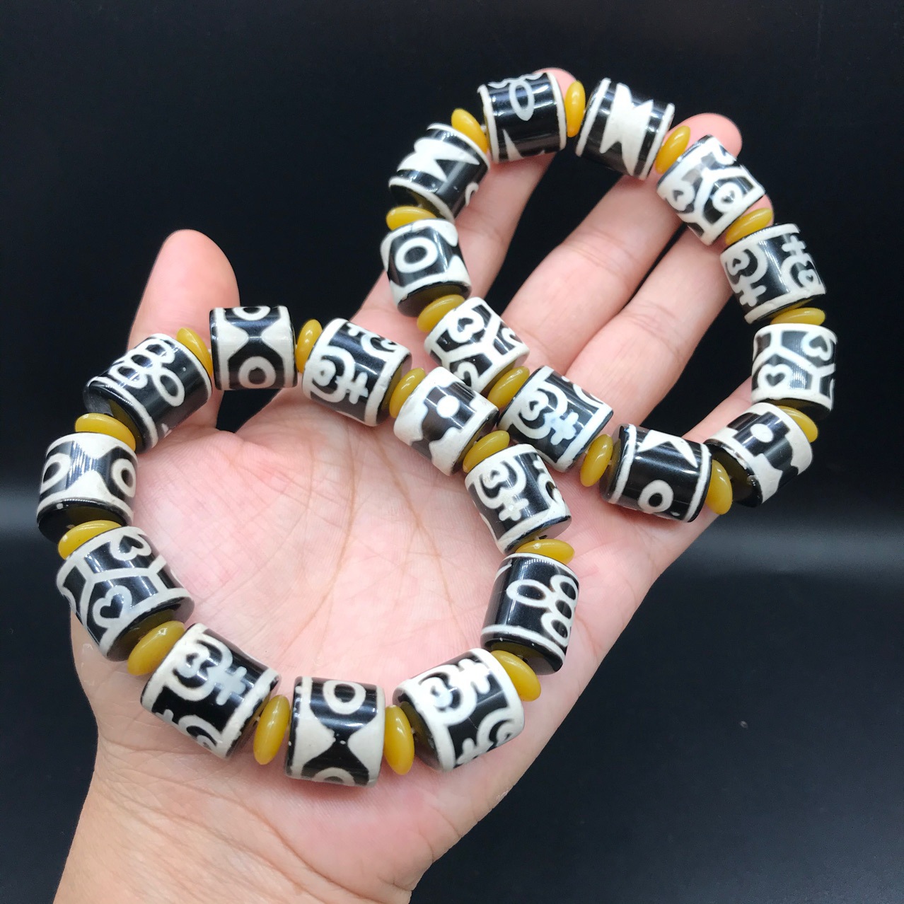 西藏老天珠手串回纹玉石三眼天珠手链玛瑙原石男女款玉石手链挂件