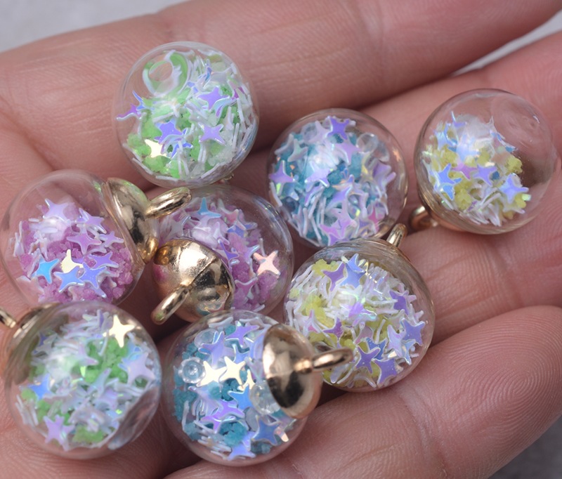 发光夜光星星玻璃球耳坠 diy钥匙扣装饰挂坠工艺品 耳环饰品配件