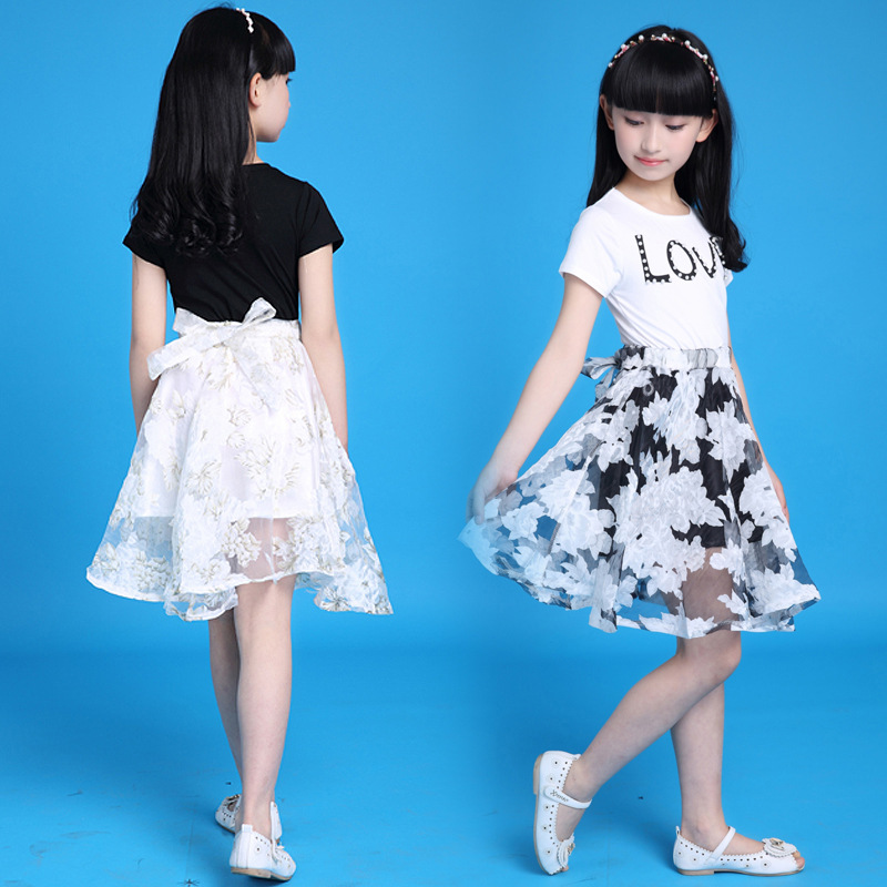 大童夏装女童连衣裙小孩女孩可爱夏裙15夏天小学生公主裙子8-12岁