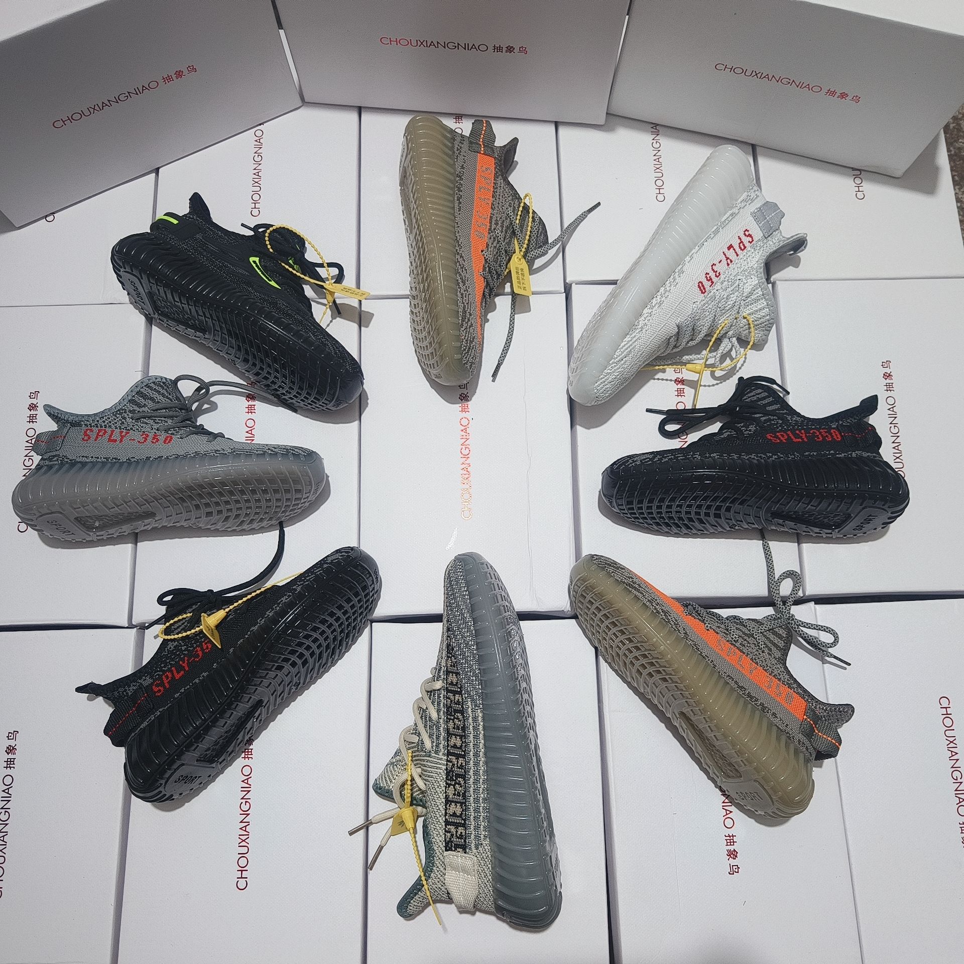 抽象鸟男椰子鞋350男鞋一手配码杂款透气飞织运动鞋网面跑鞋批发