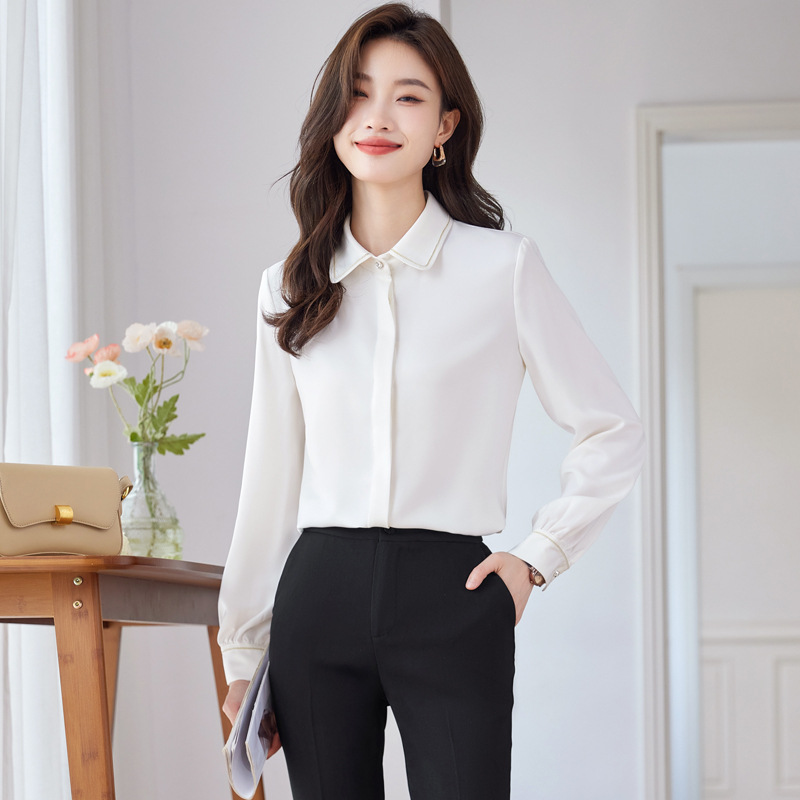 新品衬衫女长袖2023秋新气质职业工作服正装气质工装女装衬衣套装