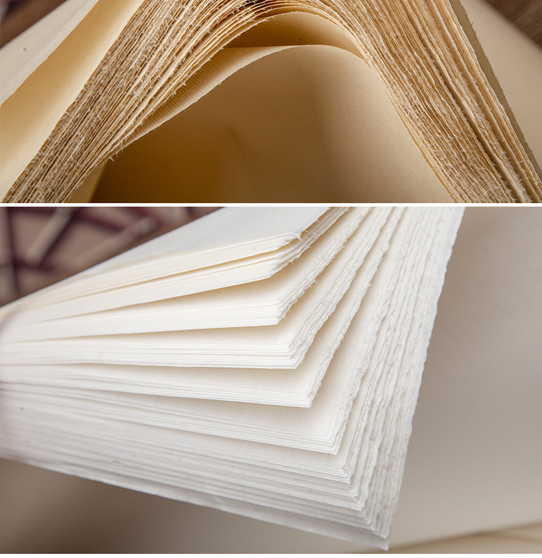 加厚仿古色毛边纸半生半熟初学者毛笔字书法练习创作专用练字纸