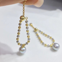 DIY配件 S925纯银时尚隔珠分色调节指圈 珍珠戒指空托 半成品戒托
