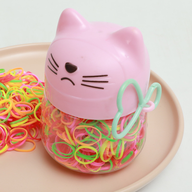 New Cute Cat Disposable Color Strong Pull Constantly Children's Hair Band Thickened Baby Does Not Hurt Hair Small Rubber Band
