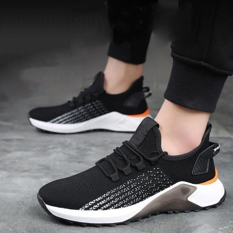 New [Factory Wholesale] Men's Casual Sneaker Flyknit Shoes Non-Slip Wear-Resistant Comfortable Men's Breathable Shoes Tide