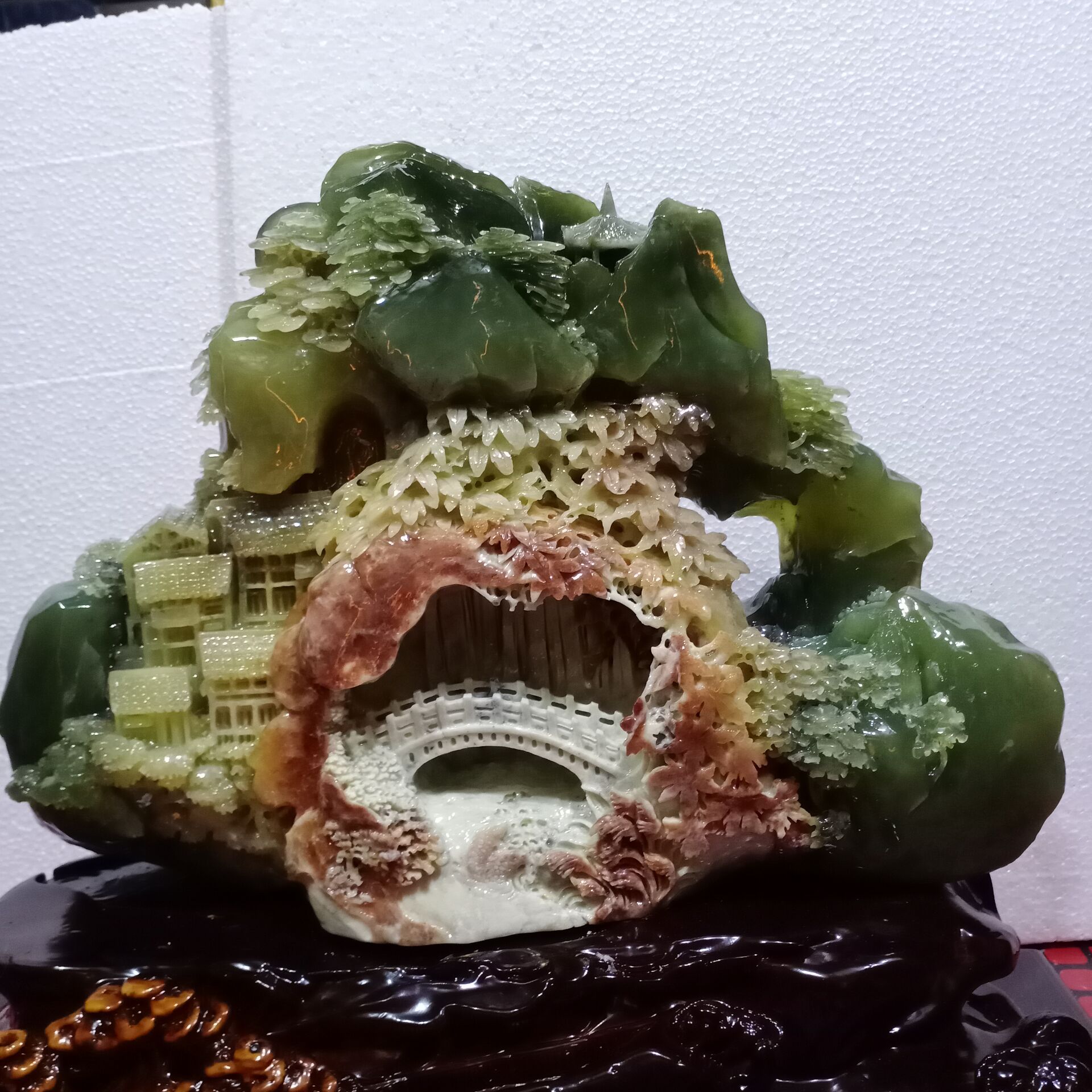 岫玉摆件山水乔迁办公室家居客厅酒柜装饰品开业玄关源头工厂