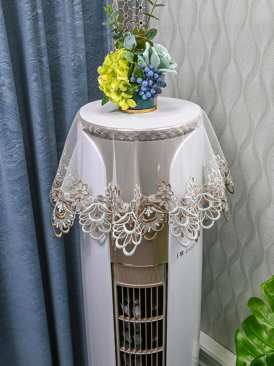 立式空调防尘盖巾圆柱柜式柜机圆形空调防尘罩美的蕾丝罩开机不取