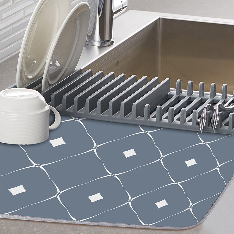 Cross-Border Amazon Hot Kitchen Water Draining Pad Kitchen Anti-Scratch Mat Non-Slip Mat Large, Medium and Small Bathroom Placemat