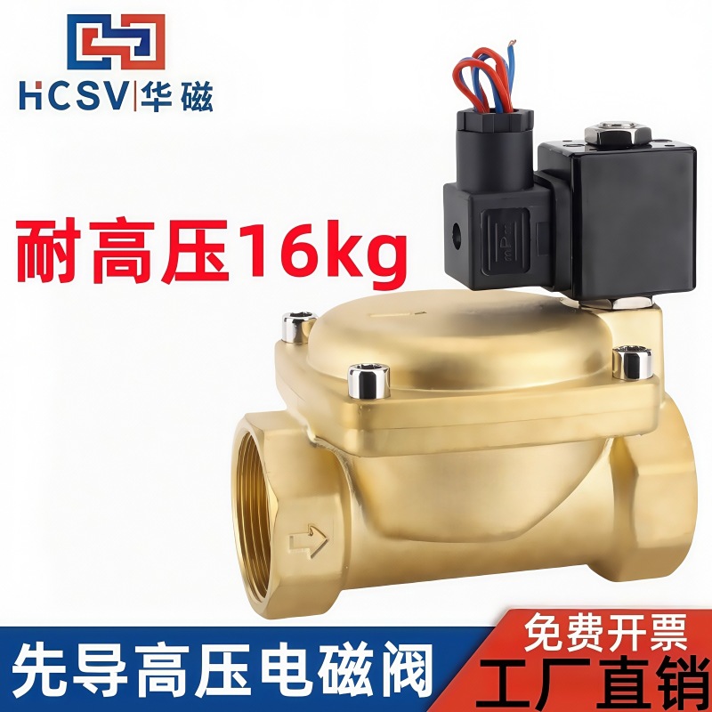 常闭高压电磁阀220v24V黄铜先导式控制水阀气阀46分1寸DN15202532