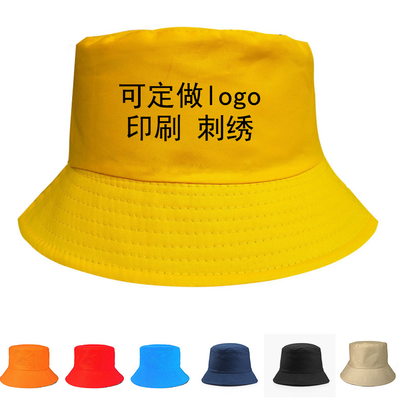 bucket hat women‘s printed logo bucket hat fashion flat top sun hat sun protection hat children‘s parent-child hat advertising cap customization