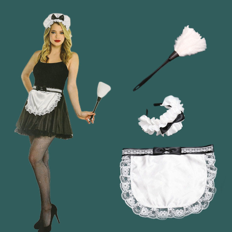 Zilin Cross-Border Amazon Halloween Party Performance Wear Role Dress up Maid Suit Maid 3-Piece Set